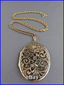 Large 9 ct Gold Locket & Long Rope Chain