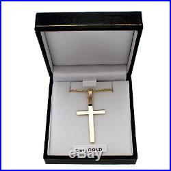 Large Mens 9ct Gold Cross Pendant Necklace With 20 Gold Chain