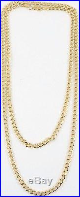 Long hallmarked 9ct gold 28 inch long yellow gold neck chain weighs 8.5 grams
