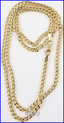 Long hallmarked 9ct gold 28 inch long yellow gold neck chain weighs 8.5 grams
