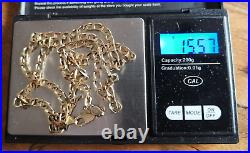 Lovely 24 Vintage 9ct Yellow Gold Flat Curb Chain Necklace 15.5g Pre Loved