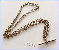 Lovely Quality Full Hallmarked Nice Solid 9ct Gold Double Link T Bar Necklace