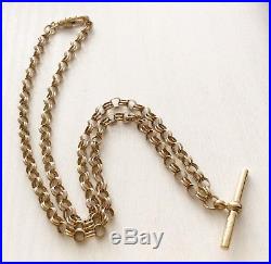 Lovely Quality Full Hallmarked Nice Solid 9ct Gold Double Link T Bar Necklace