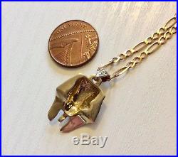 Lovely Vintage Solid 9CT Gold Egyptian Pharaoh Head Pendant on 9CT Chain 18 inch
