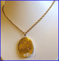 Lovely Vintage Substantial Heavy Large 9ct Gold Locket On Heavy 9ct Gold Chain