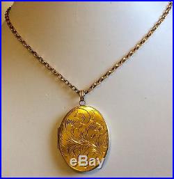 Lovely Vintage Substantial Heavy Large 9ct Gold Locket On Heavy 9ct Gold Chain