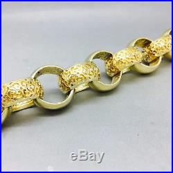 MENS HEAVY 397g PATTERNED & PLAIN BELCHER CHAIN 9CT GOLD ON JEWELLERS BRONZE