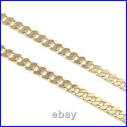 Men's 9ct Gold Curb Chain 22 Inch Solid Yellow Hallmarked 18.1g 4.2mm Wide