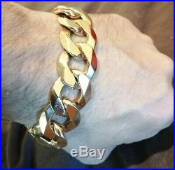 Men's Hallmarked Solid Yellow 9ct Gold Curb Bracelet 4 OZ
