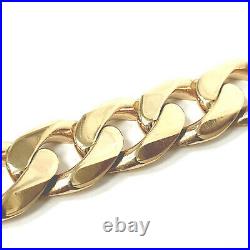 Men's Heavy Gold Curb Bracelet Solid 9ct Yellow Gold 17.8mm 9.5 116.3g