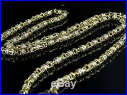 Mens 14k Yellow Gold Bullett Link 5.5 MM Real Diamond Chain Necklace 9 ct 30