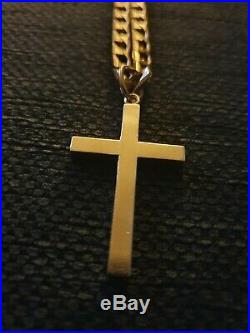 Mens 9ct gold cross and chain