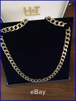 Mens 9ct gold heavy chain 116 grams plain and Barked links very nice chain