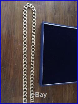 Mens 9ct gold heavy chain 116 grams plain and Barked links very nice chain