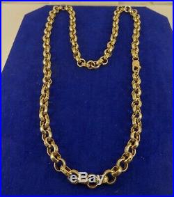 Mens Fabulous LONG 26 9ct Gold Patt BELCHER Chain Necklace Hm 69gr 8mm 788n