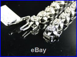 Mens Prong Set 1 Row Genuine 7 MM Diamond Chain Necklace in 10k White Gold 9 Ct