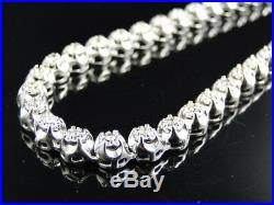 Mens Prong Set 1 Row Genuine 7 MM Diamond Chain Necklace in 10k White Gold 9 Ct