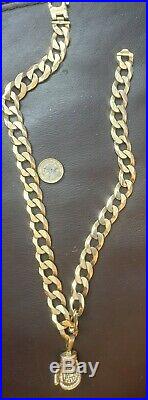 Mens Solid 9ct Gold Curb Chain and boxing glove 262g