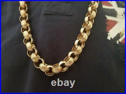 Mens long very heavy 9ct carat k gold belcher chain curb figaro