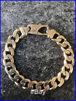 Mens solid 9ct gold curb bracelet