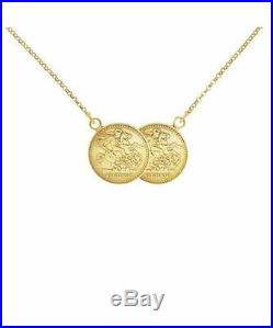 New Solid 9ct Gold St George Coin Half Sovereign Size Necklace RRP £395