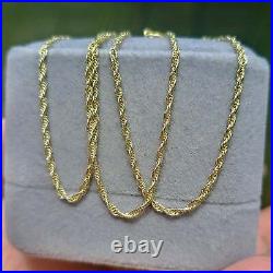 New Solid 9ct Yellow Gold Rope Chain Necklace, 1.2mm, 16 18 20 22 inches