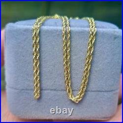 New Solid 9ct Yellow Gold Rope Chain Necklace, 1.2mm, 16 18 20 22 inches