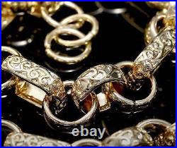 New XXL 18mm Gold 9ct GF Ornate Gypsy Link Belcher Chain Gents Men Women Filled