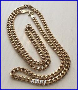 Nice Full Hallmarked Vintage Gents Hollow Link Good 9CT Gold Neck Chain 24