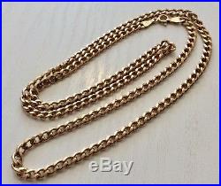 Nice Full Hallmarked Vintage Gents Hollow Link Good 9CT Gold Neck Chain 24