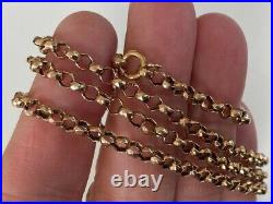 OLD VINTAGE ANTIQUE STRONG 24.5 INCHES LONG 9ct GOLD CHAIN NECKLACE BELCHER LINK