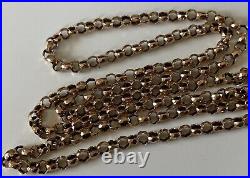 OLD VINTAGE ANTIQUE STRONG 24.5 INCHES LONG 9ct GOLD CHAIN NECKLACE BELCHER LINK