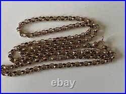 OLD VINTAGE ANTIQUE STRONG 24.5 INCHES LONG 9ct GOLD CHAIN NECKLACE BELCHER LINK