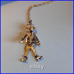 PRETTY 9ct YELLOW GOLD ARTICULATED CLOWN PENDANT + CHAIN (2.4 Grams)