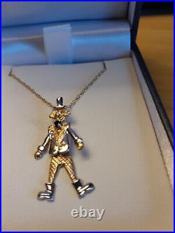 PRETTY 9ct YELLOW GOLD ARTICULATED CLOWN PENDANT + CHAIN (2.4 Grams)