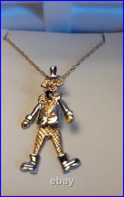 PRETTY 9ct YELLOW GOLD ARTICULATED CLOWN PENDANT + CHAIN (2.4 Grams)