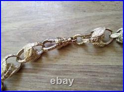 RESERVED 9ct Yellow gold tulip Pattern link chain necklace 87.2g 24x 10mm