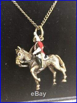 Rare 9ct Gold Georg Jensen Horse & Soldier Pendant & Chain 8.8grams Hallmarked