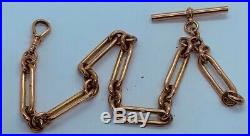 Rare Chunky 9ct Gold Victorian Trombone Link Albert Chain