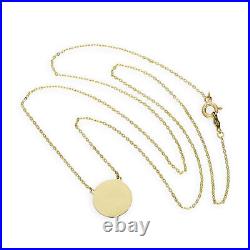 Real 375 9ct Gold Round Pendant w 18 Inch Chain