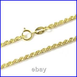 Real Gold Rope Chain 9ct Yellow Hallmarked Semi-Solid 22 Inch 2mm Wide 2.5g