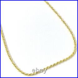 Real Gold Rope Chain 9ct Yellow Hallmarked Semi-Solid 22 Inch 2mm Wide 2.5g