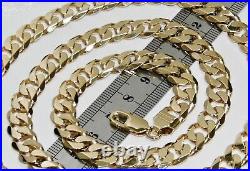 SOLID 9CT YELLOW GOLD ON SILVER 22 INCH HEAVY CHUNKY CURB CHAIN MEN'S 60.4g