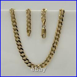 SOLID 9ct Gold Men 5mm Curb Link Chain 375 9k GOLD Heavy Necklace 18 Inch