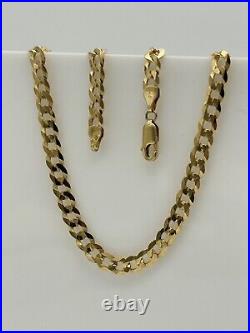 SOLID 9ct Gold Men 5mm Curb Link Chain 375 9k GOLD Heavy Necklace 18 Inch