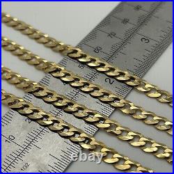 SOLID 9ct Gold Men 5mm Curb Link Chain 375 9k GOLD Heavy Necklace 18 Inch