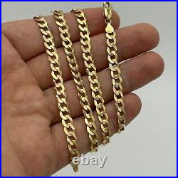 SOLID 9ct Gold Men 5mm Curb Link Chain 375 9k GOLD Heavy Necklace 18 Inch