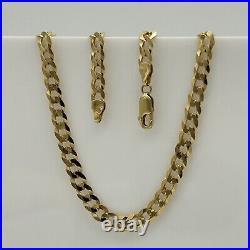 SOLID 9ct Gold Men 5mm Curb Link Chain 375 9k GOLD Heavy Necklace 18 Inch