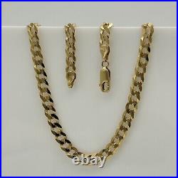 SOLID 9ct Gold Men 5mm Curb Link Chain 375 9k GOLD Heavy Necklace 18 Inch