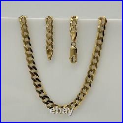 SOLID 9ct Gold Men 5mm Curb Link Chain 375 9k GOLD Heavy Necklace 18 Inch